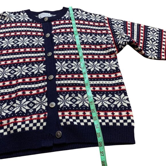 USA Pendleton 100% Wool Navy/Red/White Button-Up Cardigan Sweater Women SZ L VTG - Picture 6 of 7